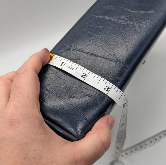 Vintage Blue Gold Structured Handbag - Picture 10 of 11